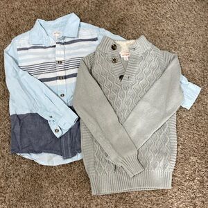 Boys Med (8-10) Cat & Jack Sweater & Shirt bundle